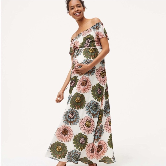 LOFT Dresses & Skirts - NWT LOFT Marigold Off Shoulder Maxi Maternity
